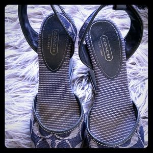 Women’s Size 6 Coach Signature Denim Wedges